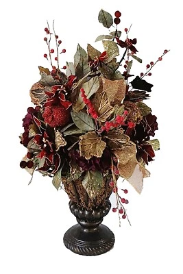 Large Floral Centerpiece Fall Christmas Decor Silk Flower Arrangement +Urn 25" H - Image 1 of 4
