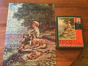 VINTAGE COMPLETE TUCO DELUXE PICTURE PUZZLE VISIONS OF YOUTH BOY & DOG PICTURE