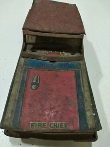 ANTIQUE VINTAGE TIN TOY rare OLD Fire Chief Police Patrol Car Vehicle - Picture 1 of 10