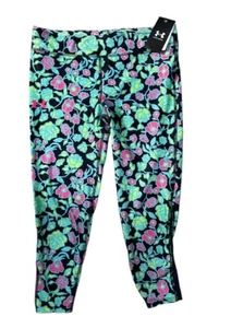 New Under Armour Big Girls Printed Ankle Crop Leggings Floral Green Pink Size XL - Picture 1 of 7