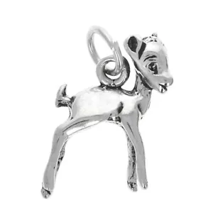 Sterling Silver, Fawn Charm, Deer Charm, 11mm x 19mm, 925 - Picture 1 of 2