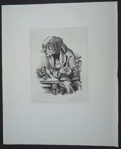 A. Paul Weber Schachspieler II Lithographie 1976 handsigniert - Bild 1 von 1