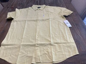 Hurley, Mens Yellow Button Up Short Sleeve Cotton Shirt, Size L - Picture 1 of 2