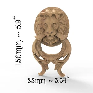 Figura vintage de montaje en pared aplique para muebles con cabeza de león tallada en madera - Imagen 1 de 3