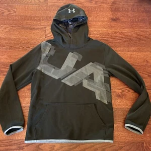 Under Armour Boy's Size YLG Green Logo Hooded Sweatshirt Youth Large - Picture 1 of 8