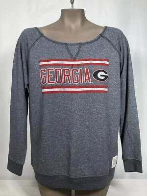 Georgia Bulldogs Heather Gray Team Logo Tailgate Sweatshirt Women's LARGE - Image 1 of 4