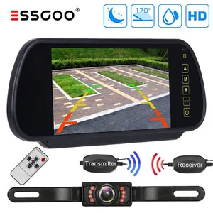 ESSGOO Kabellos Funk Nummernschild HD Nachtsicht Rückfahrkamera + 7 Zoll Monitor - Bild 1 von 12