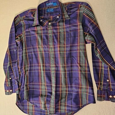 Camisa Towncraft con botones para hombre talla grande púrpura a cuadros manga larga Foto 1 de 4