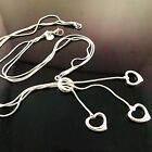 Necklace Chain Real 925 Sterling Silver Filled Strand Heart Pendant Statement 