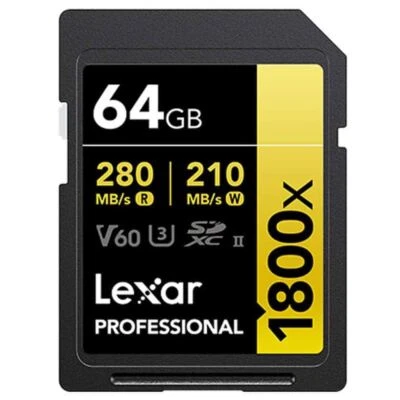 Lexar Professional 1800x SDXC UHS-II Card 64GB  LSD1800064G-BNNNG - Image 1 of 2