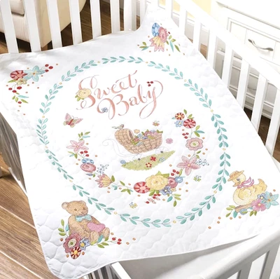 Bucilla Sweet Baby 婴儿被子套件 47726 印章被子和闪光密封免运费 — 第 1/4 张图片