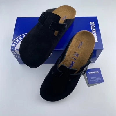 Zapatos cómodos Birkenstock Boston plantilla suave gamuza cuero zuecos negros 37-45 Foto 1 de 4