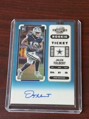 2022 Panini Contenders Optic - Rookie Ticket Auto Jalen TolbertTeal Prizm /99  - Image 1 of 2