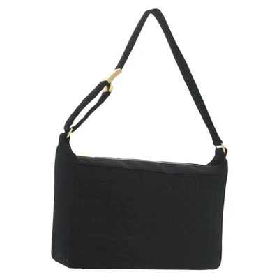 Auténtico bolso de hombro Chanel COCO Mark Choco Bar algodón negro dorado CC BA4599 Foto 1 de 4