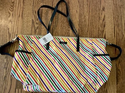 NUEVO CON ETIQUETAS $255 Bolso de Pañales Kate Spade Bolso de Mano Adair a Rayas Arco Iris *Ligera Marca en la parte delantera* Foto 1 de 4
