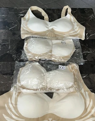 Set of 4 XXL Stretchy Bras Beige / Light Taupe Color - Image 1 of 4