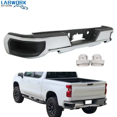 For Chevy Silverado GMC Sierra 1500 2019-2023 Chrome Rear Bumper Assembly Steel Foto 1 de 4