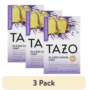 (Paquete de 3) TAZO Dessert Delights té negro, pan de limón esmaltado, con cafeína, NUEVO - Imagen 1 de 6