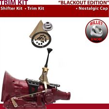TH400 Shifter Kit 6" Trim Kit BLK Push Btn Cap TN Boot Billet Knob For EC11E