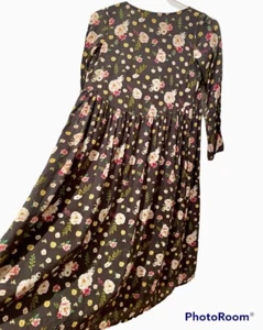 Jak & Peppar Kimono Girls 8 Floral Gray Cottagecore Bohemian Roses Modal - Picture 1 of 10