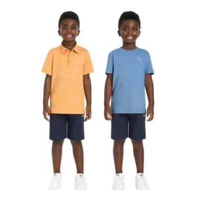 PUMA Kids' Boys 3-piece Short Set, Orange, Size 6 NWT - Image 1 of 4