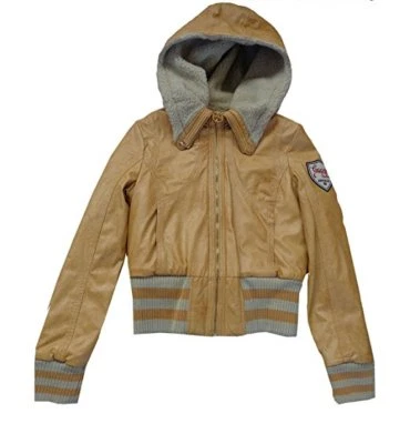 Coogi Girls Faux Leather PU Camel  Hooded Jacket - Image 1 of 3