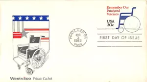 1983 Remember Our Paralyzed Veterans Westvaco Private Cachet FDC First Day Cover - Picture 1 of 2