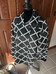 Erin London Black White Double Breast Jacket Womens Size XL Quilted - Picture 1 of 3