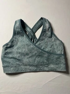 Gymshark Damen Sport BH Green Washed Jade Größe M gekreuzter Rücken - Bild 1 von 5