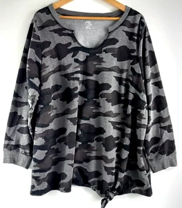 AVE Leisure Sweat Top Shirt Women's Size 22/24 Black Gray Camo Long Sleeve New - Picture 1 of 9