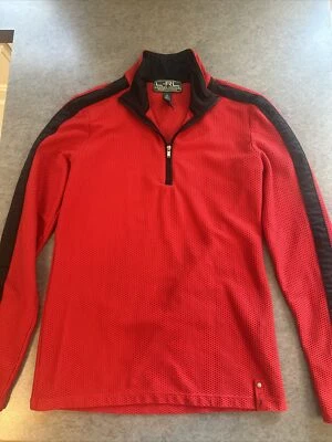 L-RL Lauren Active Ralph Lauren Mujer Camisa Térmica Roja 1/4 Cremallera Pullover Talla M Foto 1 de 4