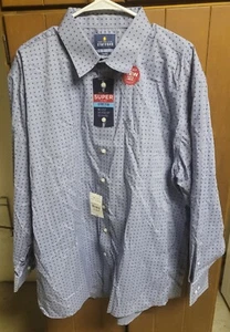 Stafford Travel Super Shirt Stretch Blue Chambray Dress Shirt, 18, 34-35, NEW - Picture 1 of 5