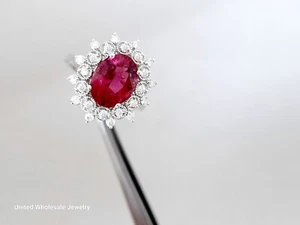4.19Ct Genuine Mined Pink Tourmaline And Diamond Ring In Solid 14K White Gold - Picture 1 of 15