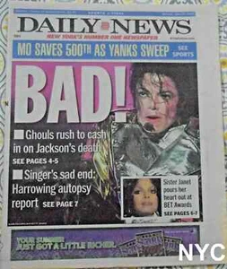 Michael Jackson Bad! NY Daily News 6/29/2009 👍 - Picture 1 of 1