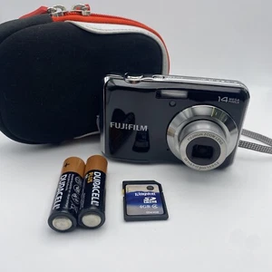 Cámara digital Fujifilm FinePix AV180 14,0 MP negra probada - estuche + tarjeta de memoria - Imagen 1 de 16