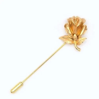 Broche Pin Boucher Rosa Tono Dorado Solapa Palo Prendedor Flor Vintage Foto 1 de 4