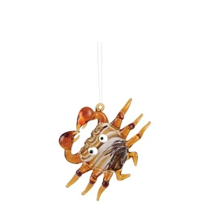 Hellbraune Kunst Glas Krabbe Weihnachten Xmas Ornament - Bild 1 von 1
