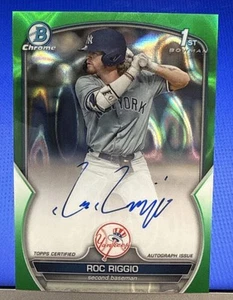 2023 Bowman Chrome 1st Green Lava Refractor /99 Roc Riggio Auto New York Yankees - Picture 1 of 2