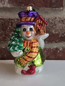 Christopher Radko Ornamento Vetro Chirpy and Chilly 2000 Pupazzo di Neve con Scatola Natale  - Foto 1 di 17