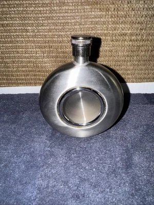 Stainless Steel Round Glass  Flask From Things Remembered 5oz Whiskey , Brandy - Image 1 of 4