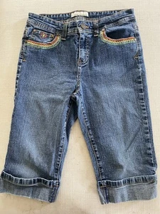 Jordache girls cropped jeans 14 blue embroidered pocket cuffed Hem - Picture 1 of 7