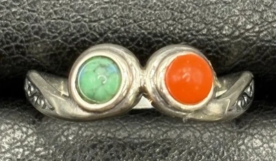 Anillo Coral Turquesa Plata Esterlina Nuevo Estado Talla 7 Foto 1 de 4