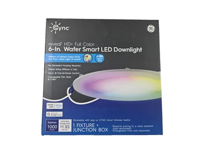 GE CYNC reveal HD full color 6" wafer smart LED Downlight Single Fixture - Image 1 of 3