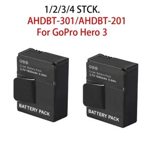 1/2/3/4PCS AHDBT-301 AHDBT-201 Replacement Battery for GoPro Hero3 HD 1600mAh - Picture 1 of 11
