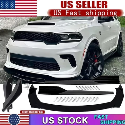 Kit de carrocería dividida alerón labial parachoques delantero negro brillante para Dodge Durango SRT GT Foto 1 de 4
