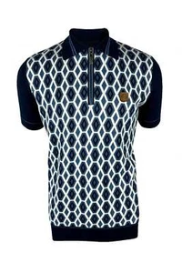 Trojan Men's Geometric Panel Zip Fine Gauge Pure Cotton Polo Shirt - TR/8963 - Picture 1 of 5