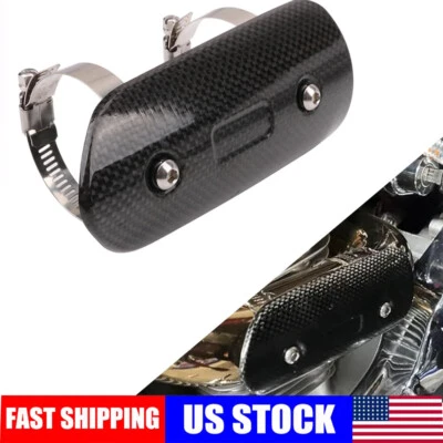 Motorcycle Exhaust Heat Shield Universal Exhaust Pipe Cover Carbon Fiber - Image 1 of 4