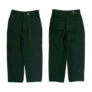Vintage 90s Trussardi Jeans Retro Tapered Fit Green Denim Pants Size 32 46