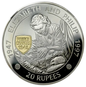 MAURITIUS 20 Rupees 1997 NGC PR68 '50th Anniversary Birth Prince Charles Philip' - Picture 1 of 4