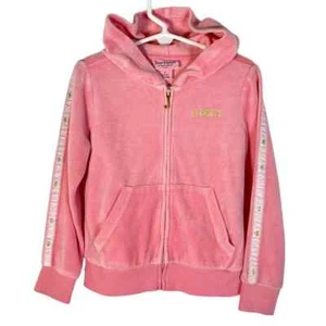 Juicy Couture Kids Girls' Velour Zip Up Hoodie Jacket 5 Pink Cotton Blend - Picture 1 of 6